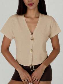 Cárdigan delgado de mujer con contraste de color retro, adecuado para salidas, estilo callejero, aeropuerto, vacaciones en la playa, viajes al trabajo, fiestas de boda, festivales, estilo bohemio, romántico y elegante - Albaricoque - Ver 8