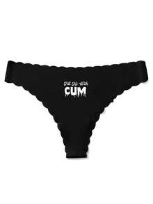 Novelty Gifts For Women 1 Pack Womens Low Rise Sexy Ice Silk Seamless Underwear Spring Summer New Arrival Letter Animal Doodle Print Breathable Comfortable Cotton Liner No Show 4 Seasons Surprise Gift For Her - 黑色 - 查看 6