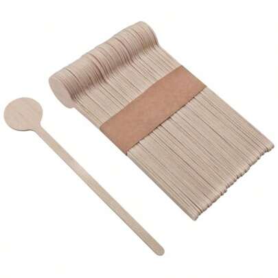 50PCS Wooden Stirrer 5.9 Inch Long Wooden Round Coffee Stirrer Disposable  Friendly  Stirring Stick Coffee Drink Milk Cocktail Stirrer