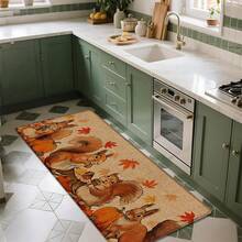 1pc Squirrel Pattern Printed Linen Kitchen Rug, Doormat, Bath Mat, Hallway Mat, 3D Printed Rectangle Carpet For Living Room, Bedroom, Corridor, Bathroom, Laundry Room - Polyester Rug For Indoor And Outdoor Home Decor - Multicolor - View 4
