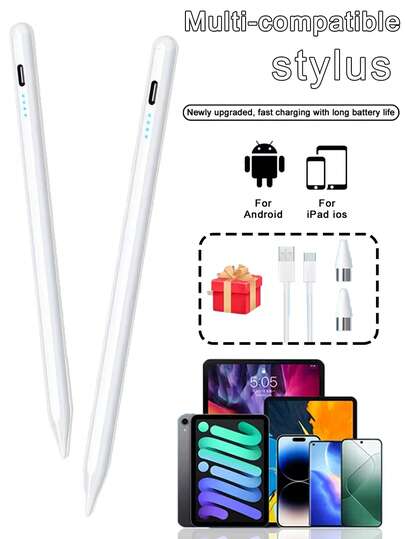 This Stylus Pen Is Compatible With IOS/Android Smartphones And Tablets, Featuring Tilt Sensitivity And Palm Rejection For Smooth Writing. It Charges Quickly, Has High Precision And Sensitivity, And Is Suitable For 95% Of Capacitive Touch Screen Devices On The Market.