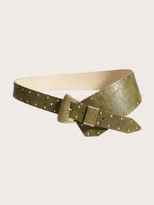 1 chiếc thắt lưng nữ, thắt lưng phong cách BOHO, Rodeo, Cowgirls, Western, thắt lưng cho nữ, thắt lưng eo kiểu Y2K Bohemian Retro Minimalist màu xanh ô liu với đinh tán và khóa đồng, phù hợp với quần, áo sơ mi, áo len, áo khoác, thích hợp cho tiệc tùng, đi làm hàng ngày, quà tặng ngày lễ và sinh nhật, lễ hội âm nhạc. - Màu xanh Ô liu - Xem 2