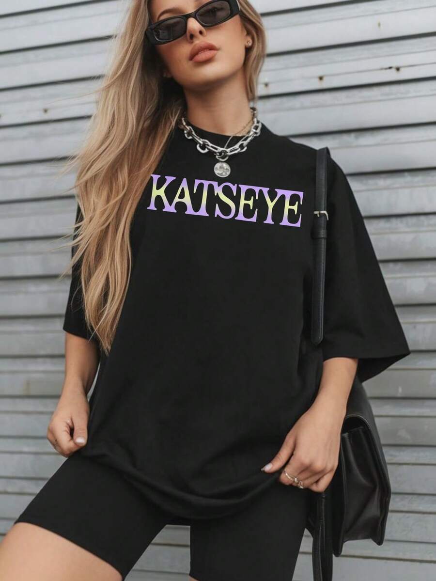 1 Piece 180g Women's T-Shirt, Men's T-Shirt, Casual Cotton Crew Neck T-Shirt. Women's Sports T-Shirt. Designed By Y2K Artists In The Bababask Style, Made From 100% Pure Cotton. Creative Cartoon Pattern Design, Comfortable Short Sleeves - 黑色3 - 查看 1