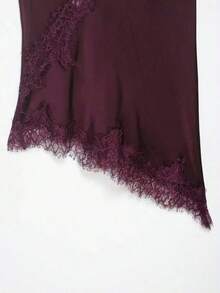 Seelio Nuevo Top de estilo lencería sexy con decoración de encaje, estilo europeo y americano, para mujer, color negro, para verano - Rojo violeta - Ver 6