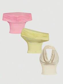Set de 3 camisetas de tirantes versátiles para mujer en verano - Multicolor 4 - Ver 2