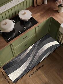 1pc Diatomaceous Earth Wave Striped Kitchen Mat, Three-Color Wave Texture, 3.5mm Thick Cuttable, Absorbent Non-Slip Floor Mat, Small Rug For Kitchen, Bathroom, Entryway, Patio, Hot-Selling Long Foot Mat - Multicolor - View 17