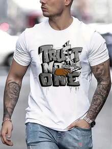 Men's Casual Short Sleeve T-Shirt, 1 Piece, 100% Heavy Cotton - Comfortable Crew Neck, Soft And Adorable T-Shirts - 白色 - 查看 6