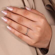 Women's Minimalist Double-Layer Cubic Zirconia Inlaid 18K Gold Plated Versatile Ring - Gold - View 6