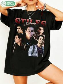 Retro Teen Wolf STILEES Stilinski Graphic Cotton T-Shirt, 90s TV Show Bootleg Print T-Shirt, Casual Streetwear Unisex Short Sleeve, STILEES Fan Merch, -Series Aesthetic Soft Cotton Everyday Wear. - Black - View 6