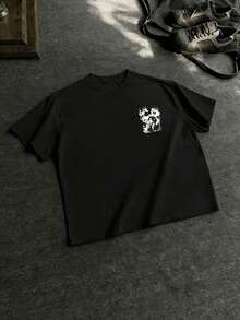 Men's Disney Mickey Ink Splash Tee, Dark Street Style, Loose & Comfortable, Edgy Casual Wear. - màu đen - Xem 4