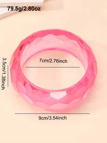 NAIZHU 1/6pcs European And American Exaggerated Asymmetrical Geometric Resin Bracelet, Suitable For Daily Wear, Dates, Parties, Vacations, Valentine's Day, Mother's Day Gifts - Hot Pink - View 10