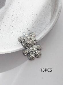 6個亮面水晶熊樹脂吊墜，光澤3D熊飾品，適用於DIY項鍊、耳環、鑰匙圈和珠寶製作，多色混裝 - 混色 - 查看 7