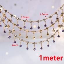 1m Shiny Glass Claw Rhinestone Chain Colorful Beads Pendant Copper Chain Tassel Chain Suitable For Handmade DIY Necklace Bracelet Clothing Decoration Chain - DIY Copper Chain - View 19