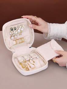 Small Travel Jewelry Case With Ring Holder, PU Waterproof Mini Jewelry Pouch Bags, Compact Storage Organizer For Bracelet Necklaces Earrings Travel Essentials, Travel Essentials For Women - Multicolor - View 4