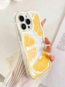 1 carcasă de telefon rigidă, portocalie, cu decor floral, cu lanț suspendat, acoperire completă, compatibilă cu 17pro/17/17promax 16/11/16pro/16plus/16promax/15Promax/13/14/12, 14, 11, P12, moale, de protecție - Portocale - View 6