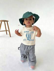Infant Boy Apricot Round Neck Short Sleeve T-Shirt, Premium Soft Pure Cotton Breathable Summer Daily Play Basic T-Shirt - Apricot - View 7