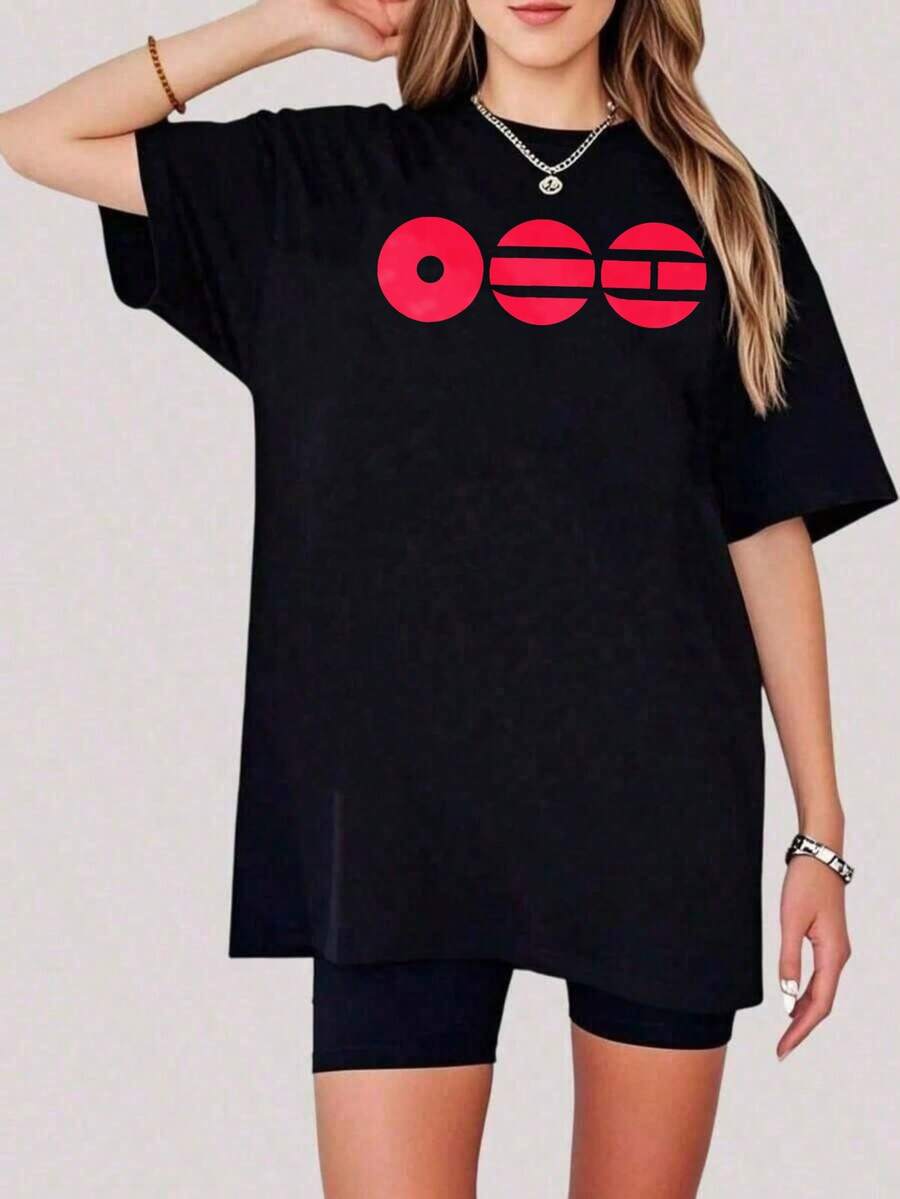 1 Piece 180g Women's T-Shirt, Men's T-Shirt, Casual Cotton Crew Neck T-Shirt. Women's Sports T-Shirt. Designed By Y2K Artists In The Bababask Style, Made From 100% Pure Cotton. Creative Cartoon Pattern Design, Comfortable Short Sleeves - 黑色7 - 查看 1