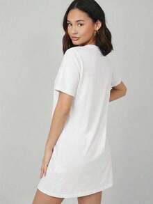 Vestido corto de mujer de unicolor para uso casual, diario y de fiesta - Blanco - Ver 5