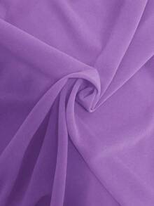 Blusa casual con cuello en V, mangas con volantes y pétalos - Morado - Ver 4