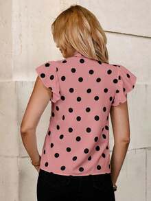 Blusa con lazo elegante para mujer, versátil para el trabajo y el uso casual, verano - Rosa - Ver 2