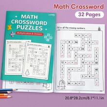 2本組數學填字遊戲練習本 32頁 | 兒童加減乘除數字填字活動工作表 小學數學遊戲練習本 自學教育數學練習本 - 彩色 - 查看 6
