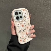 Flower Wavy Curved Colorful Painted Macaron Phone Case, Suitable For Galaxy/Compatible With Honor/HW - White - View 13