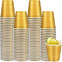 10個迷你烈酒杯，多用途2盎司高級烈酒杯，2盎司迷你烈酒杯，派對調酒杯，飲料杯，試飲杯，易清洗且可重複使用的小杯，適用於白酒、調酒、果汁和調味醬，完美適合任何聚會、派對遊戲和派對拍照，節日、派對、萬聖節或聖誕派對 - 金色 - 查看 2