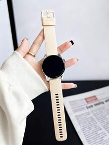 1件杏色矽膠手錶錶帶，相容於 Galaxy Watch 7 FE 6 5 4 40mm 44mm / Watch 5 Pro 45mm 44mm / Watch 6 43mm / Watch 4 Classic 46mm，經典款，22mm 20mm 戶外運動瑜伽健身，防水防汗矽膠手錶錶帶，適合女性，母親節、教師節禮物，智慧手錶配件，手錶錶帶 - 杏色 - 查看 8