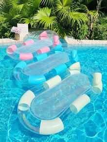 Sequin Striped Inflatable Floating Lounger With Backrest, Thick Adult Floating Bed Water Hammock - Multicolor - View 6