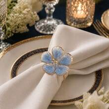A Set Of 8 Floral Napkin Rings, Suitable Weddings, Family Gatherings, Business Events, Parties, Etc. Suitable Party Table Setting - Elegant Tableware Accessories - Blue - View 2