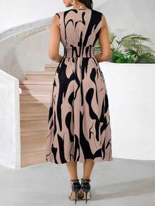 Vestido veraniego sin mangas de mediana longitud para mujer, de tela tejida con textura en color verde - Multicolor 3 - Ver 2