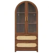 Display Cabinet With Montmartre Arch, 175 X 80 X 40 Cm, Bookcase With 2 Drawers And Adjustable Shelves, Retro Style, Walnut - Brown 1 - View 11