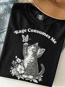 Camiseta Rae Consumes Me, Camiseta con meme de gato lindo, Camiseta divertida y sarcástica de gatito, Camiseta de salud mental de color cómodo Cottaecore, Camiseta de mariposa, Corte elegante, Las chicas sugieren talla pequeña, Camiseta 100% algodón, Ropa diaria de tela suave para hombres y mujeres, Blusas para mujer, Ropa de vacaciones para mujer - Camiseta vintage de estilo callejero unisex, holgada, de algodón, manga corta y cuello redondo. blusas.blusas casuales para dama. - Negro - Ver 7