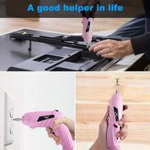 3.6V Rechargeable Cordless Electric Screwdriver Set, Lithium Battery Mini Screwdriver Kit, USB Charging Electric Drill Tool For DIY Projects And Home Repair, Pink - Pink - View 3