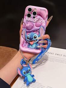 Disney Lilo & Stitch Phone Case With Stitch Charm And Stitch Lanyard - Cute Stitch Protective Case With Tongue-Out Pose And Pink Gradient Background Design, Equipped With Delicate Stitch Decorative Lanyard And Beaded Bracelet For Easy Carrying, Compatible With IPhone 17, 16, 15, 14, 13, 12, 11 Pro Series, Ideal For Birthdays, Holidays, Anniversaries, Graduation Gifts, Or Any Special Occasion To Surprise Family, Friends, Classmates, And Loved Ones. - 白色 - 查看 7