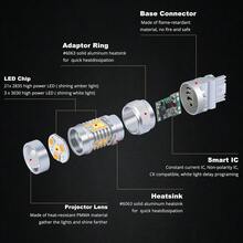 2 bóng đèn LED ô tô 7443 3157 1157, bóng đèn LED trắng vàng 28SMD, đèn CanBus, đèn xi nhan lùi, phụ tùng ô tô - 28smd - Xem 5