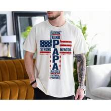Patriotisches T-Shirt für Papa, Kreuz-Papa-T-Shirt, christliches Vatertags-Sweatshirt, T-Shirt mit amerikanischer Flagge für Papa, religiöses T-Shirt für Papa, Vater-Benedikt-T-Shirt 2026 - Weiss - Übersicht 2