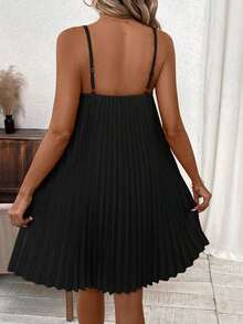 Clasi Vestido Naranja Plisado Sin Tirantes, Vestido De Color Coral, Vestido De Primavera - Negro - Ver 2