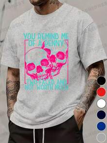 Camiseta de manga corta con cuello redondo estampado por transferencia térmica Recuérgame que eres como una moneda valiosa de doble cara camiseta con calavera regalo para hombres mujeres familiares y amigos blusas para mujer camiseta de mujer - Blanco - Ver 8