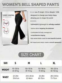 Pantalones acampanados con cintura cruzada para mujer, pantalones deportivos y de yoga de unicolor de poliéster de alta elasticidad, pantalones casuales largos con cintura cruzada, mallas ajustadas de unicolor para entrenamiento, pantalones de pierna ancha de tejido de punto adecuados para fitness y uso casual, negro, primavera - Negro - Ver 5
