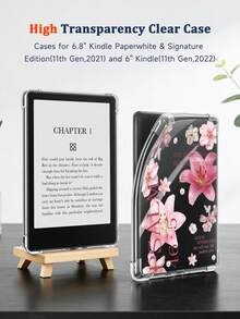 1个粉色百合花图案透明保护套，防摔，全包覆，硅胶软壳，兼容 Kindle 第 11 代（2022 年）/ Kindle Paperwhite 第 12 代（2024 年）/ Kindle Colorsoft Signature Edition，Clara 彩色/单色/双色 - 彩色 - 查看 5