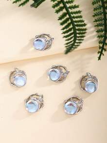 10 piezas Decoraciones de uñas de bola de cristal azul océano plateado, Decoración de metal DIY, Productos de manicura, Accesorios de arte de uñas, Suministros para uñas, Joyería para uñas, Gemas para uñas - Multicolor - Ver 2