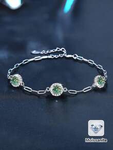 1 chiếc vòng tay nữ bằng bạc Sterling 925 cao cấp 1,5 carat Moissanite, thích hợp để đeo hàng ngày, tiệc tùng, kỳ nghỉ, sinh nhật, ngày của mẹ, kỷ niệm ngày cưới, quà tặng trang sức cho phụ nữ - xanh lam - Xem 5