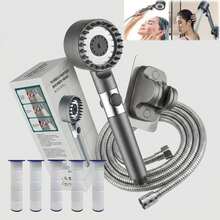 High Pressure Handheld Shower Head, 3 Modes 4-In-1 Multifunctional Massage Shower Head, Suitable For Skin Care. Includes 59-Inch Hose, Bracket And 5 Filter Cartridges - Shower + 1.5m Silver Pipe Fittings - View 8