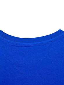 1pscClaim Dot Camiseta de manga corta con estampado de conejo de dibujos animados negro clásico y versátil para fitness, camiseta casual deportiva unisex de cuello redondo100% Cotton - Azul - Ver 4