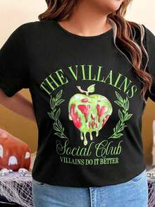 Camiseta de Verano para Mujer, Estilo Casual, con Estampado Gráfico, Manga Corta, Camiseta Gráfica para Moda de Verano - Negro - Ver 1