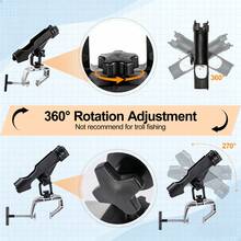 Adjustable 360° Rotatable Fishing Rod Holder, Heavy-Duty Boat & Kayak Rod Mount - Black - View 5