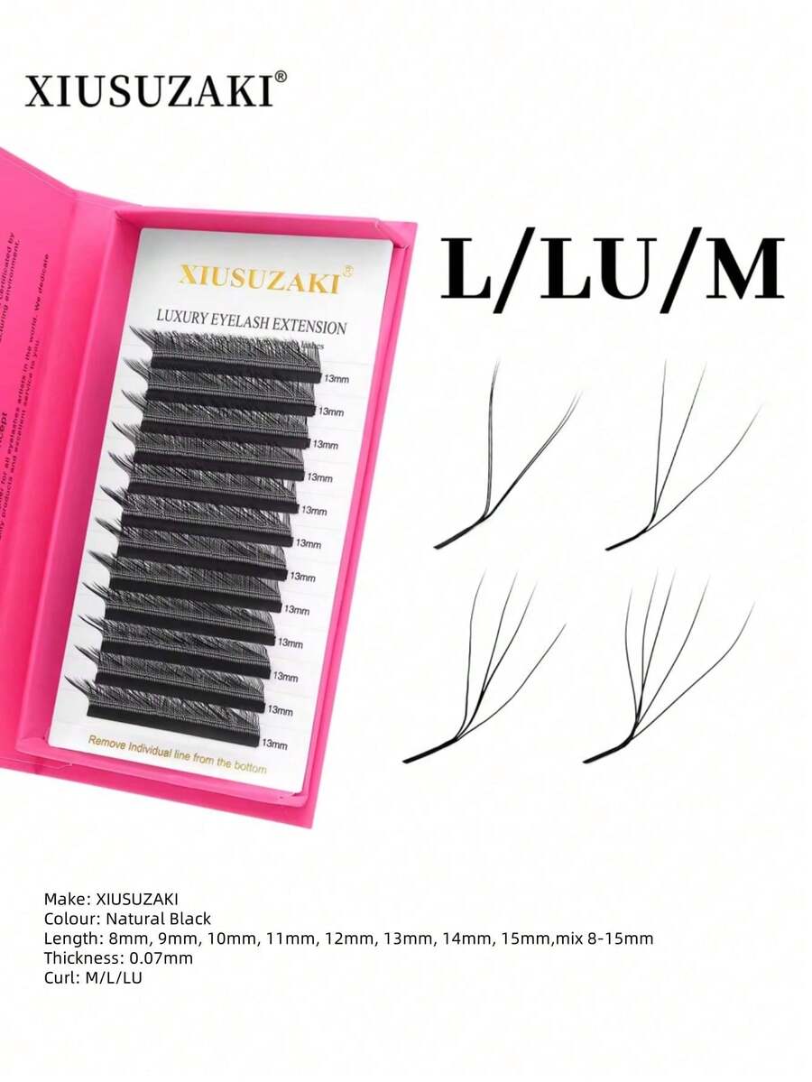 XIUSUZAKI 秀须崎 12 排 L/LU/M 卷度 YY 3D 4D 5D W 型睫毛嫁接 手工编织 柔软轻盈 自然睫毛 预制浓密扇形睫毛