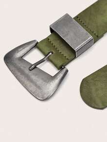 1 pieza Cinturón bohemio, cinturón de cintura estilo occidental de color verde oliva para mujer, cinturón de cintura ancho con hebilla diagonal de estilo renacentista con hebilla vintage desgastada de plata, adecuado para vaqueros, pantalones, abrigos, diario, casual, fiesta, festival de música - Verde - Ver 6