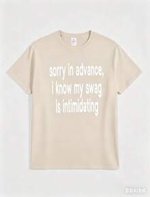 Hot  Classic StyleSorry In Advance, I Know My Swag Is Intimidating Baby Tee L Y2k Graphic TeesRound Neck Loose Fit T-Shirt - Aprikot - View 1